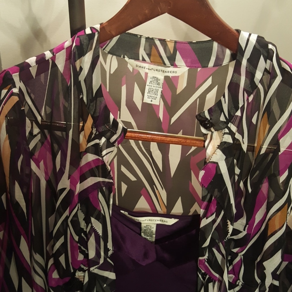 Diane Von Furstenberg button blouse with camisole